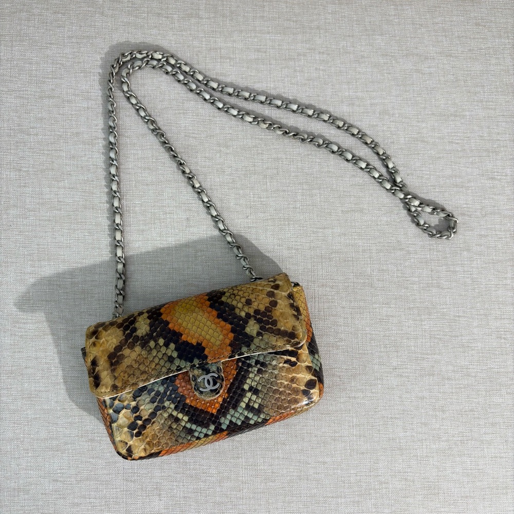SOLD - CHANEL Multicolor Python Mini Flap Bag SHW - Picture 5 of 16